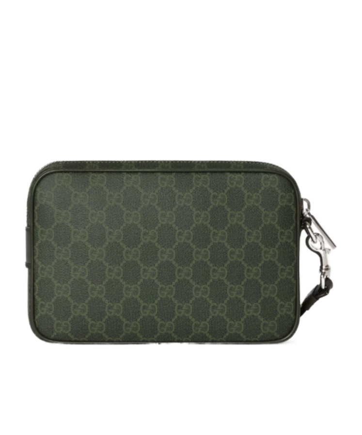 Gucci Gg Monogram Small Pouch In Green