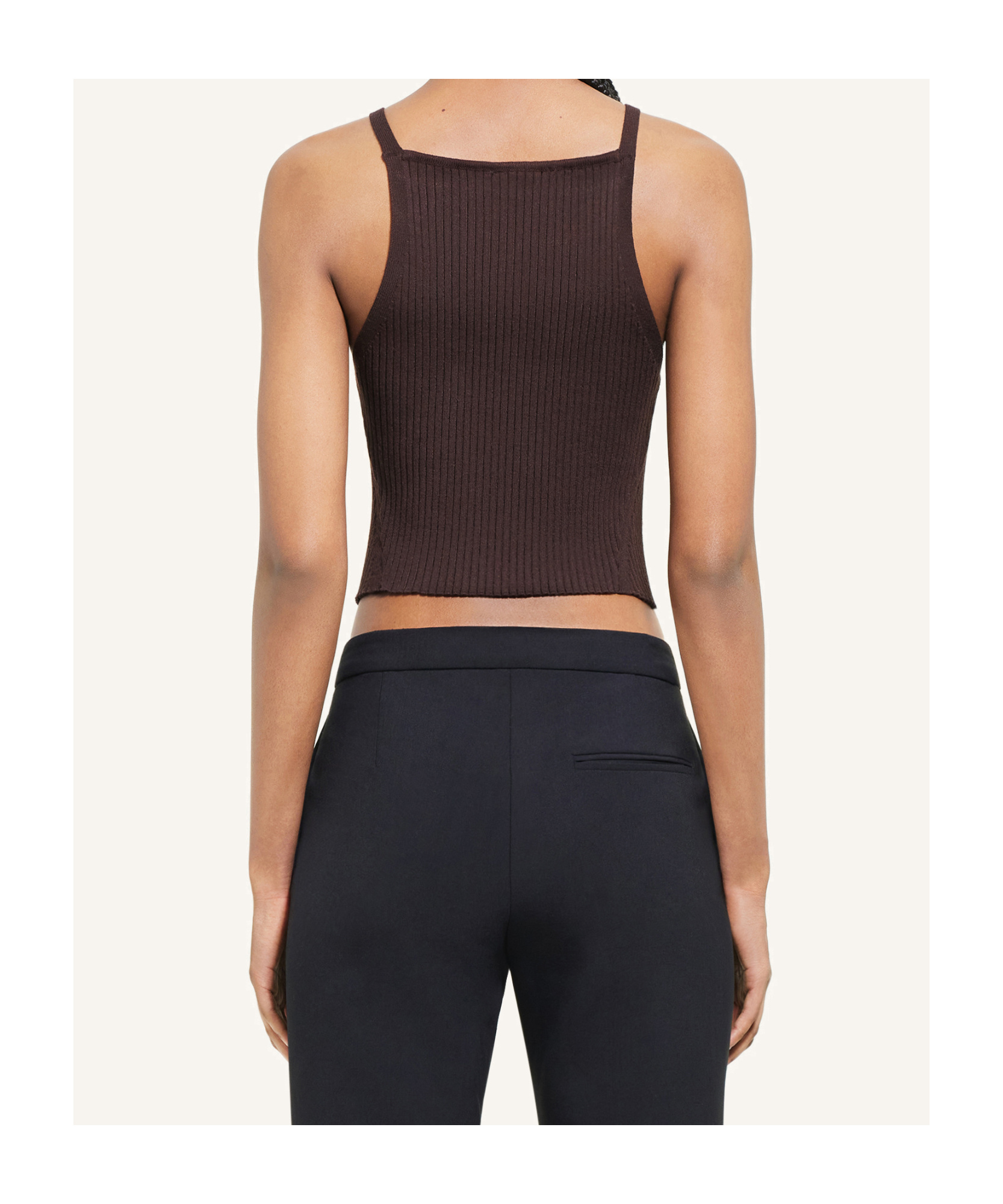 Courrèges Sleeveless Ribbed Knit Square Neck Top In Brown