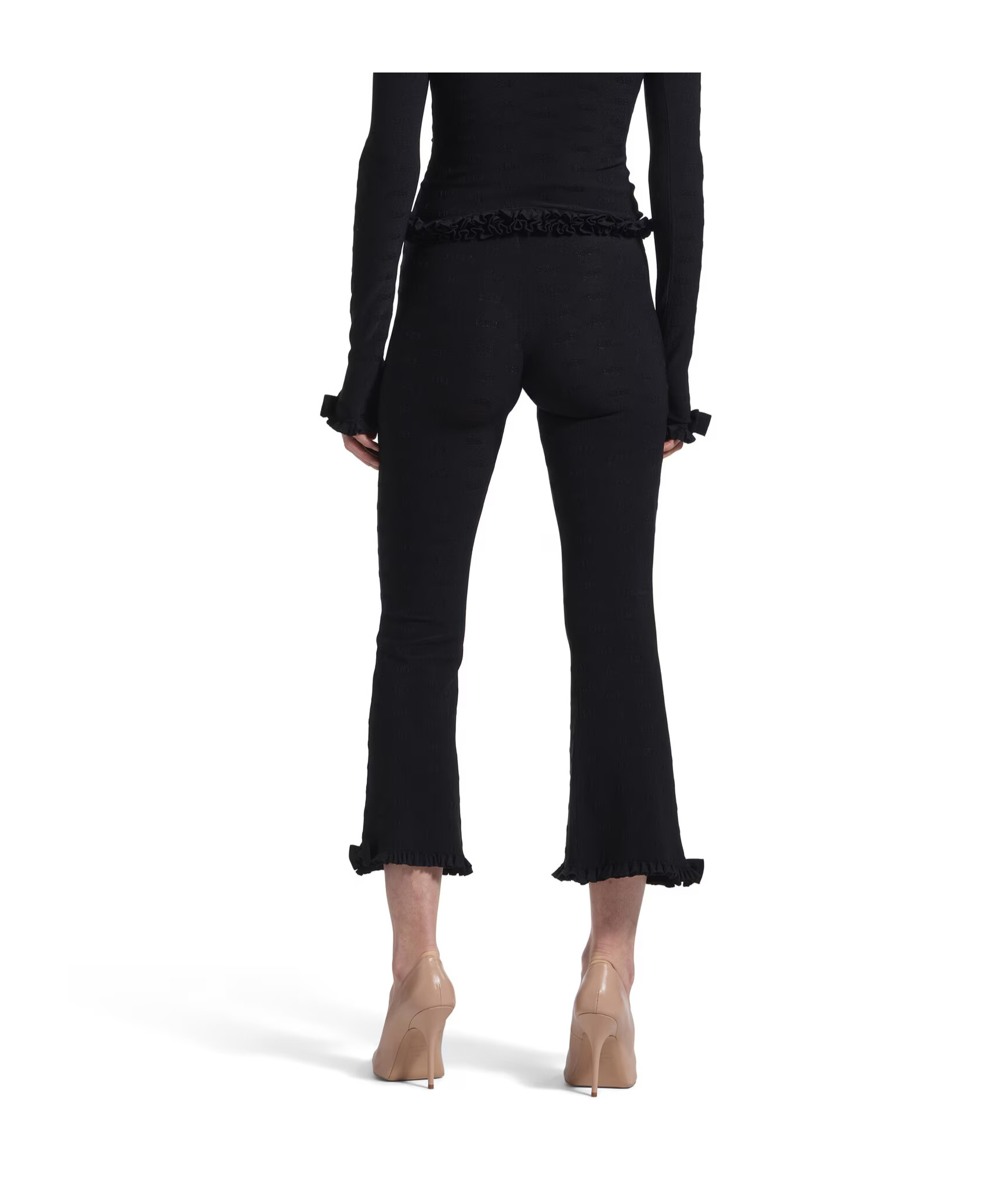 Balenciaga Bow-detail Ruffled Capri Flared Pants In Black