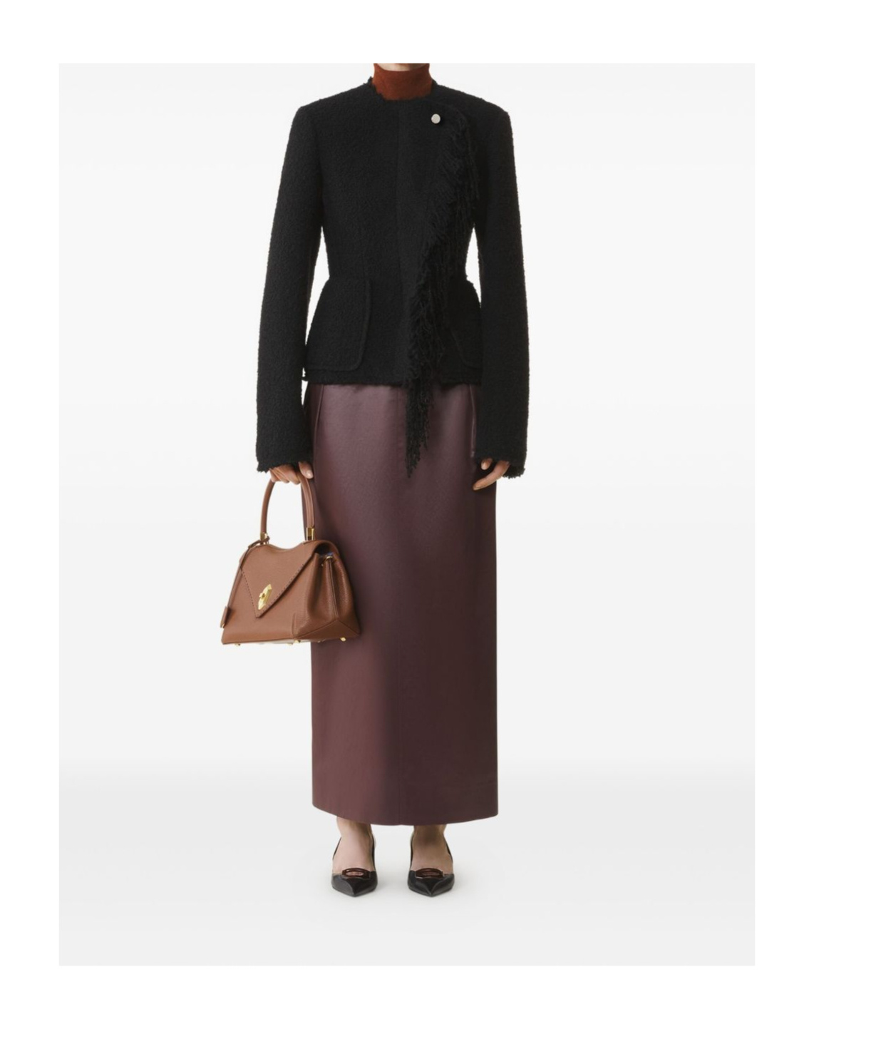 Lanvin Asymmetrical Fringe Blazer Button Detail In Black