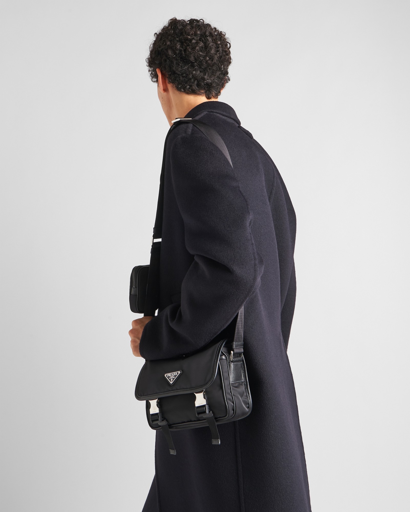 Prada Re-nylon And Saffiano Leather Shoulder Bag In Black