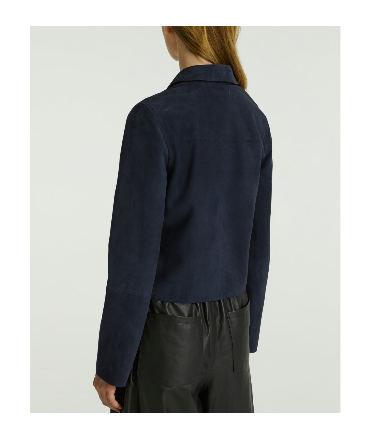 Yves Salomon Double-sided Velvet Lambskin Short Leather Jacket In Black