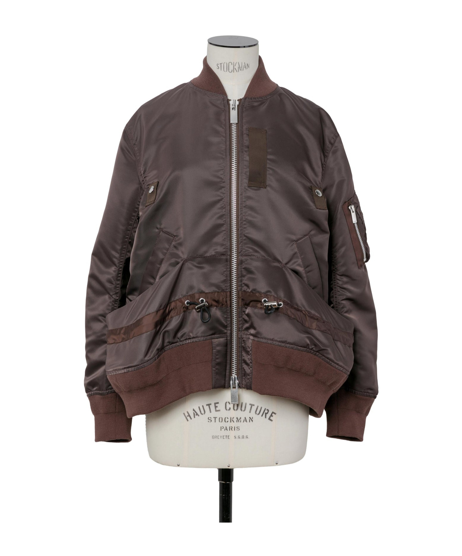 Sacai Drawstring-detail Bomber Jacket In Brown
