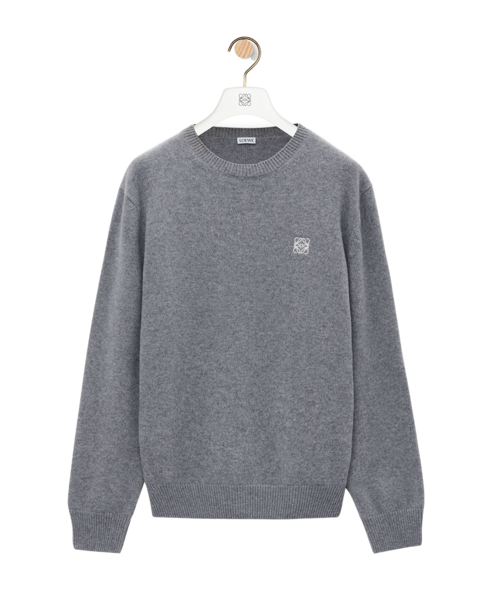 Loewe Long-sleeved Wool Coat In Gray