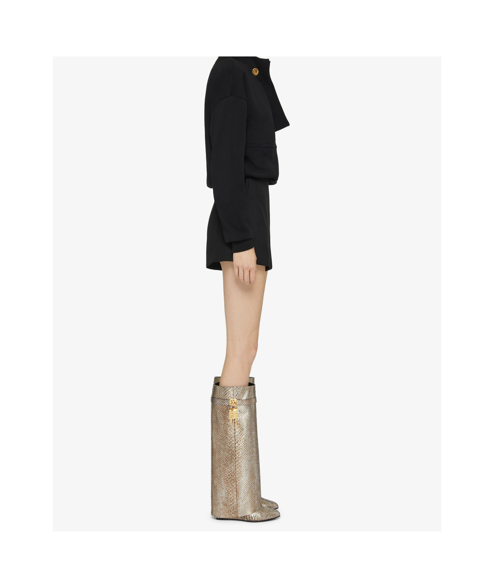 Givenchy Shark Lock Boots In Python With Iridescent Effect In Silver