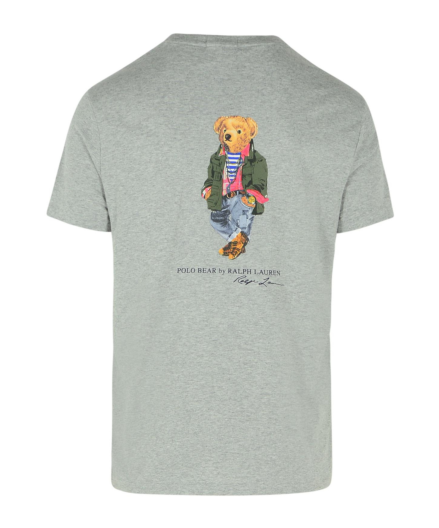 Polo Ralph Lauren Explorer Bear On The Back T Shirt In Gray