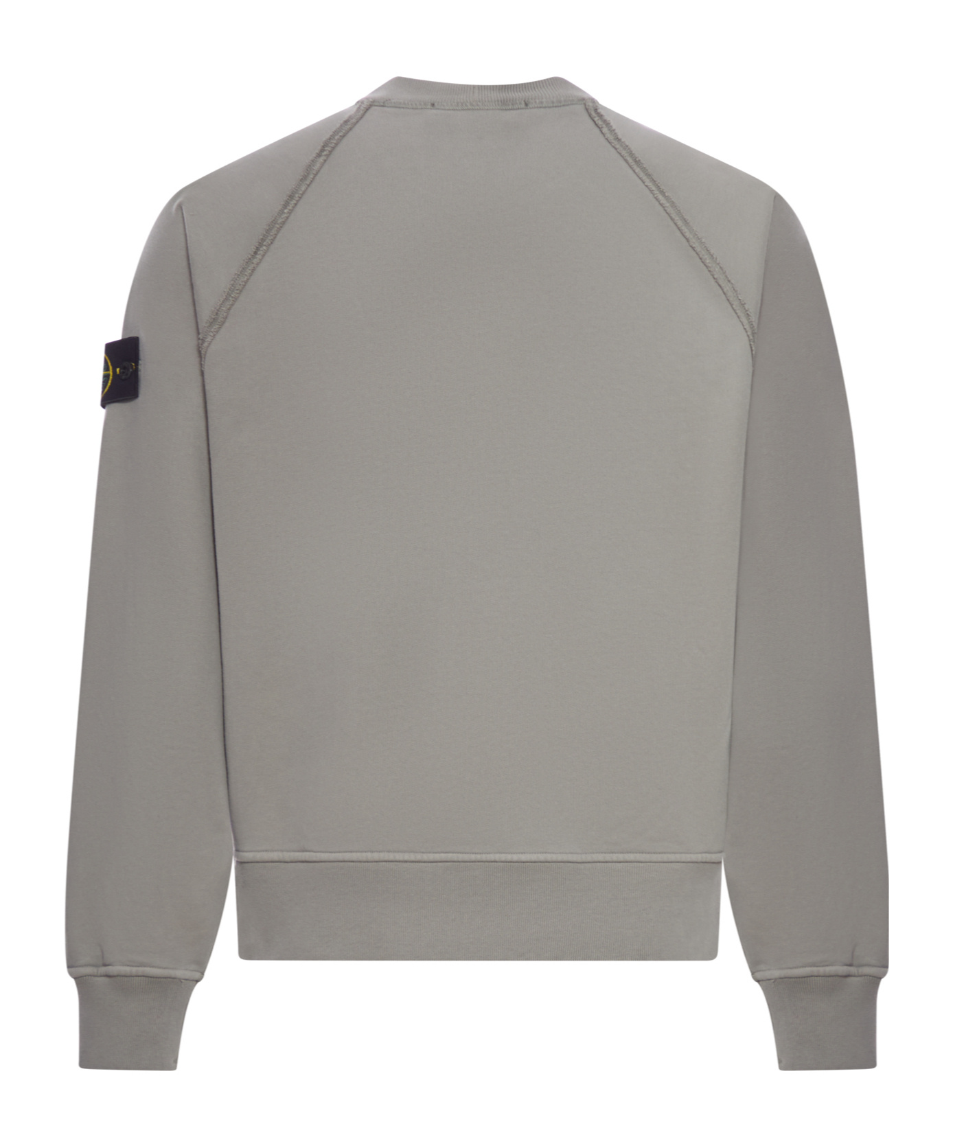Stone Island Crew Neck Sweatshirt In Organic Brushed Cotton In Gray