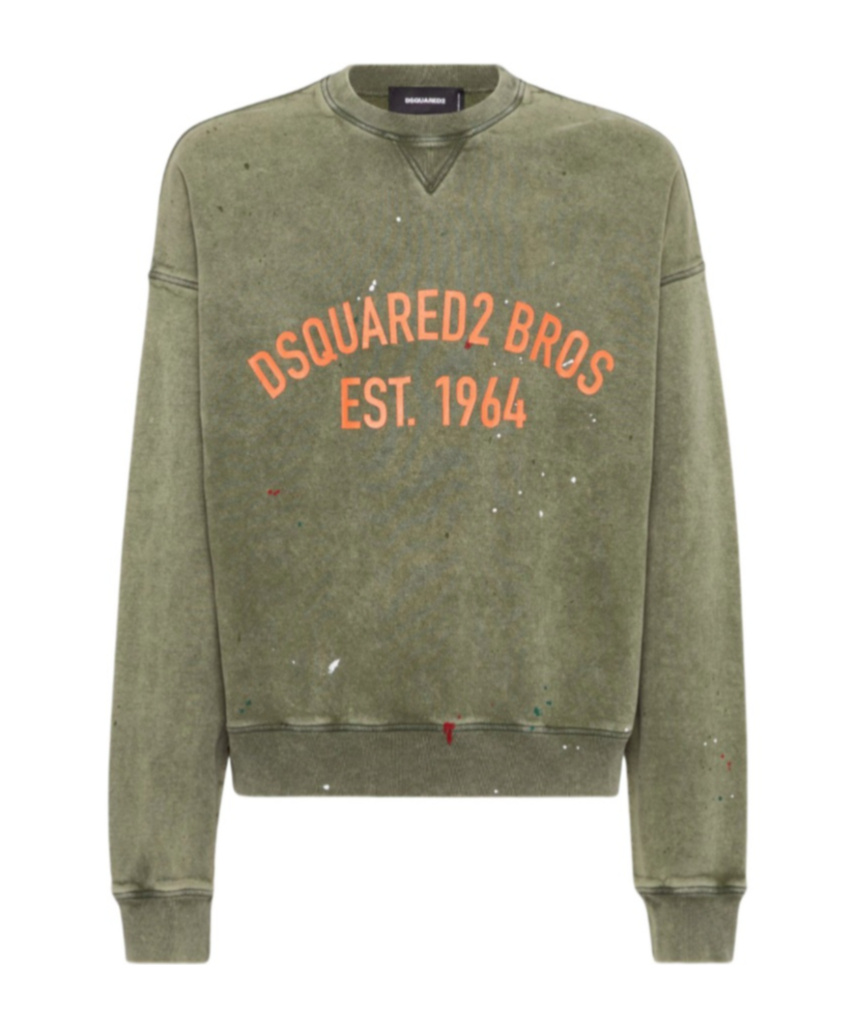 Dsquared2 Relaxed Fit Crew Neck Sweater With Distressed Detailing In Green