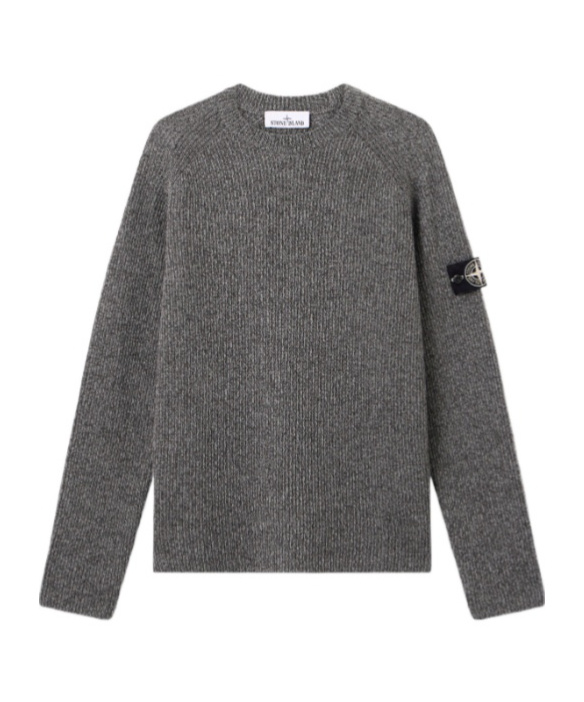 Stone Island Crewneck Jumper With Reflective Coating In Gray