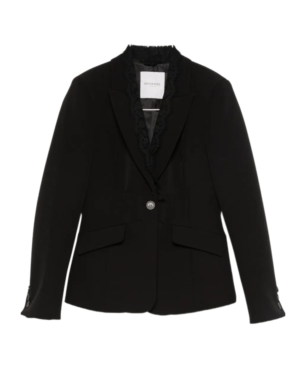 Ermanno Firenze Lace-detail Single-breasted Jacket In Black