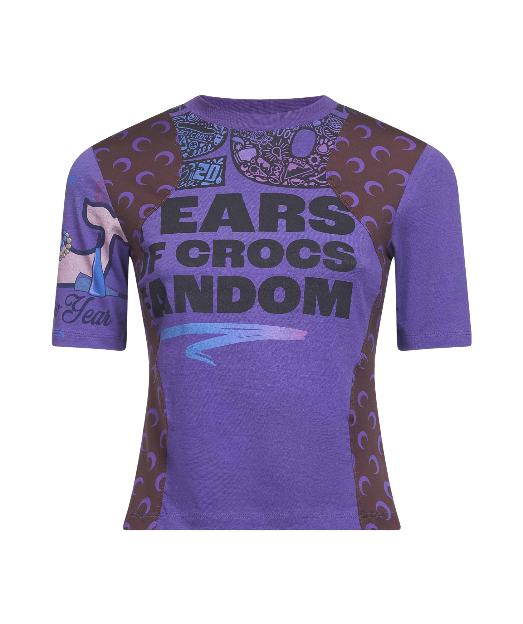 Marine Serre Violet Jersey Regenerated Graphic Baby-fit T-shirt In Purple