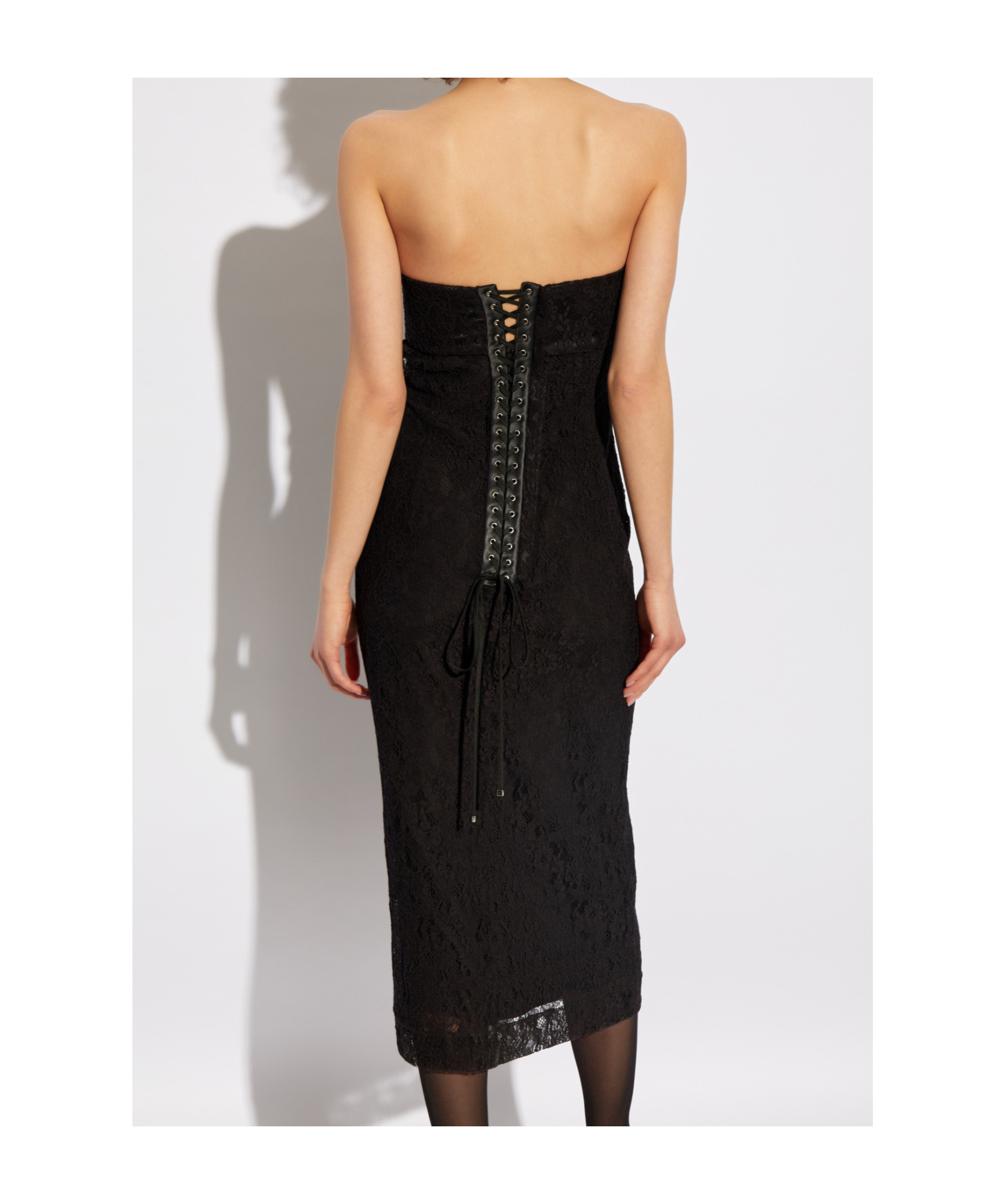 Dolce & Gabbana Strapless Lace Dress In Black