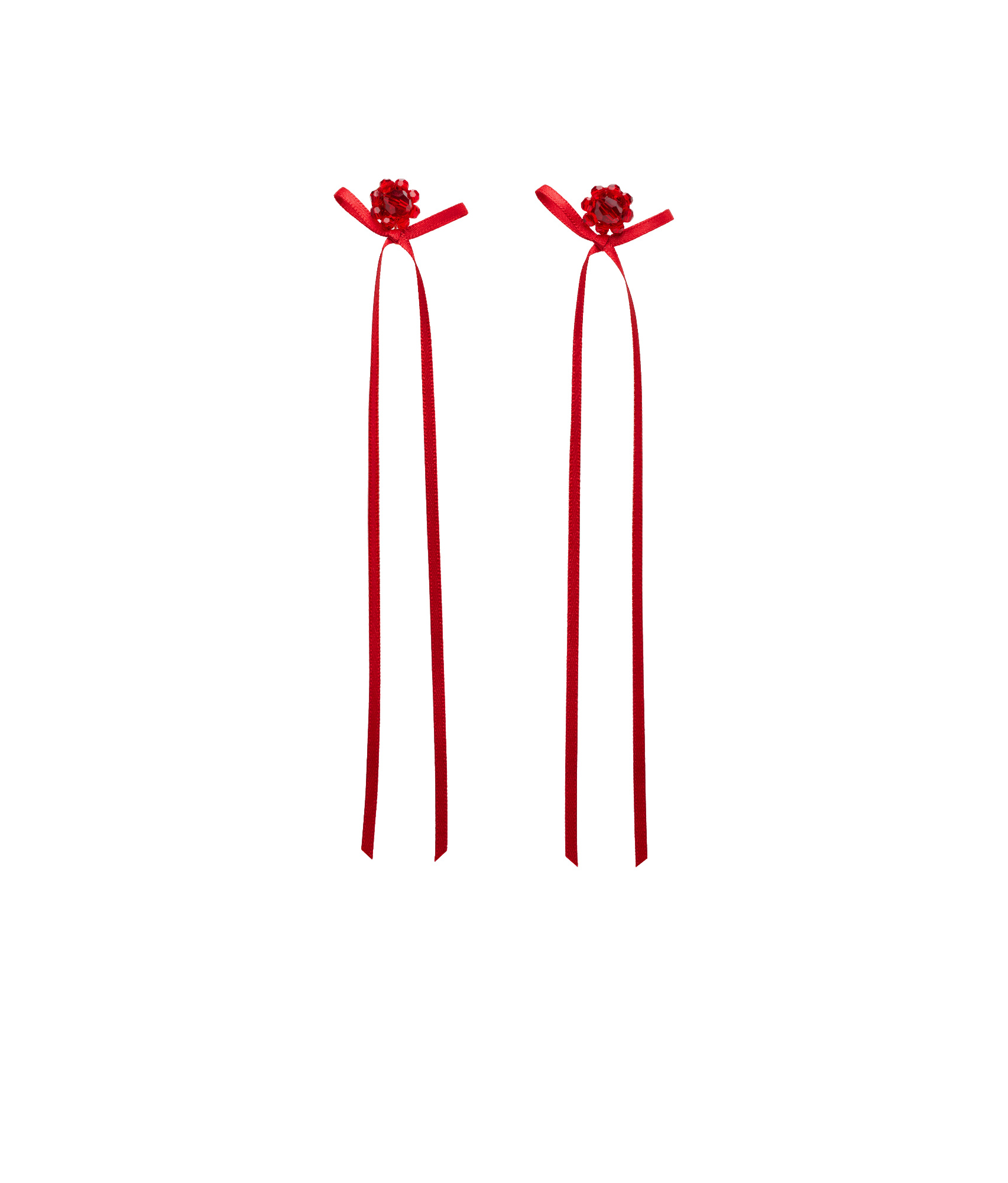Simone Rocha Bow Ribbon Drip Earrings In Red