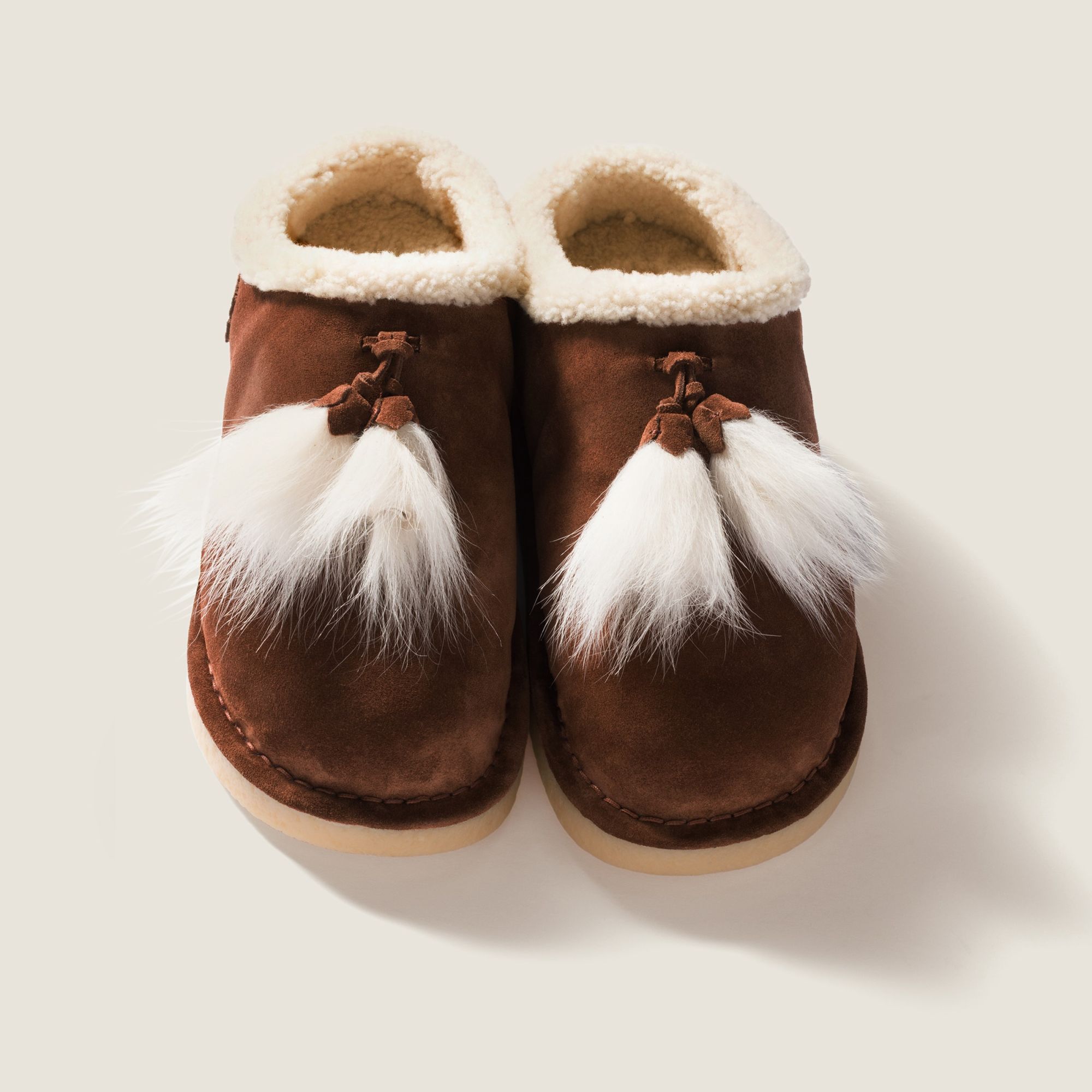 Miu Miu Suede And Shearling Mules In Brown