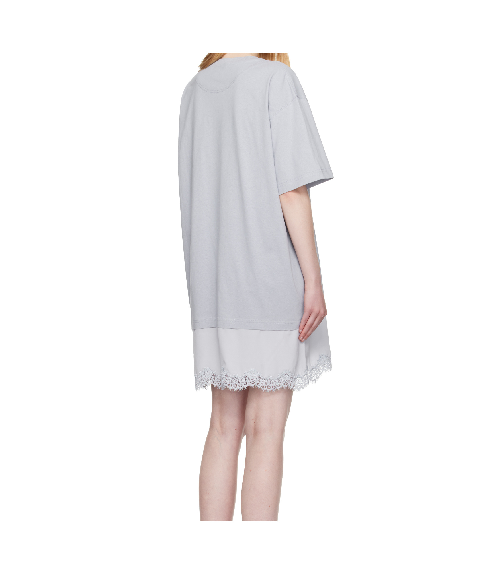 Stella Mccartney Blue Lace-insert Graphic T-shirt Minidress In Blue
