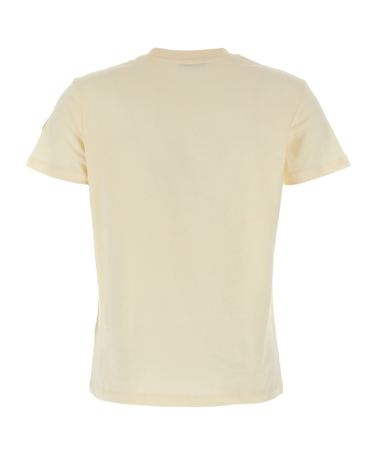 Moncler Beige Logo Embroidery T-shirt In White