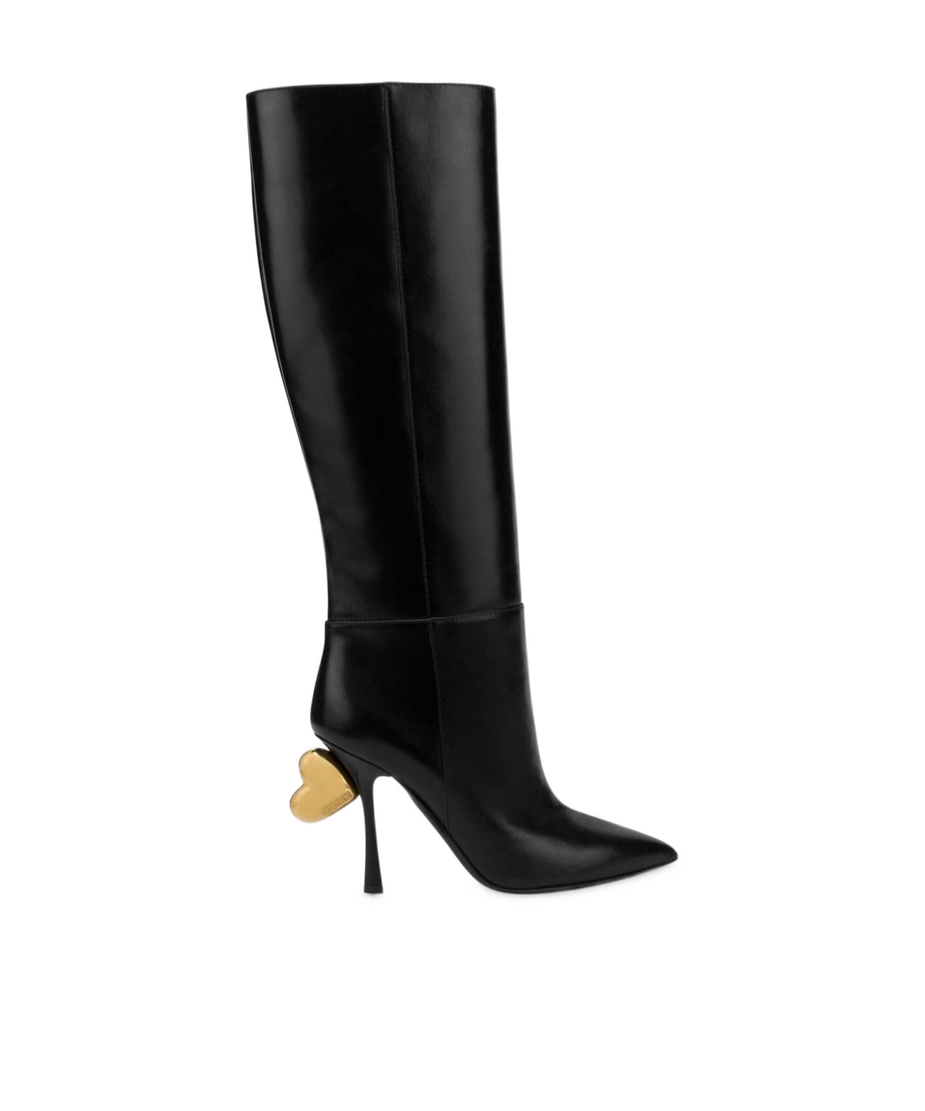 Moschino Sculpted Heel Knee-high Leather Boots In Black