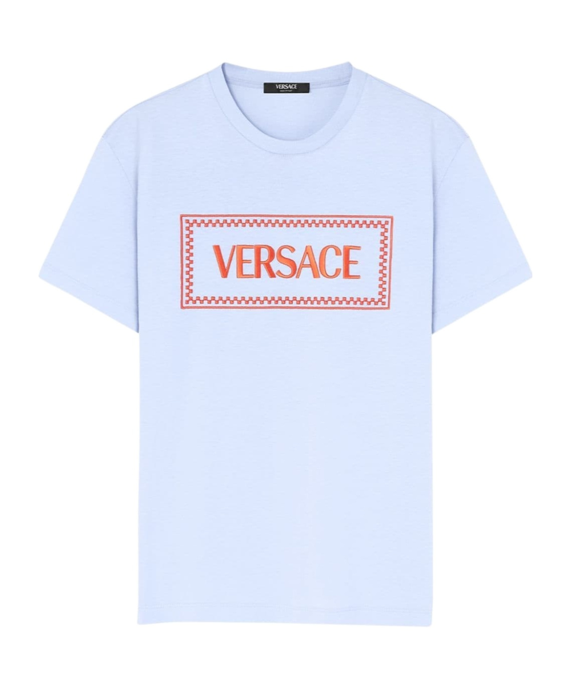 Versace Embroidered Logo T-shirt In Blue