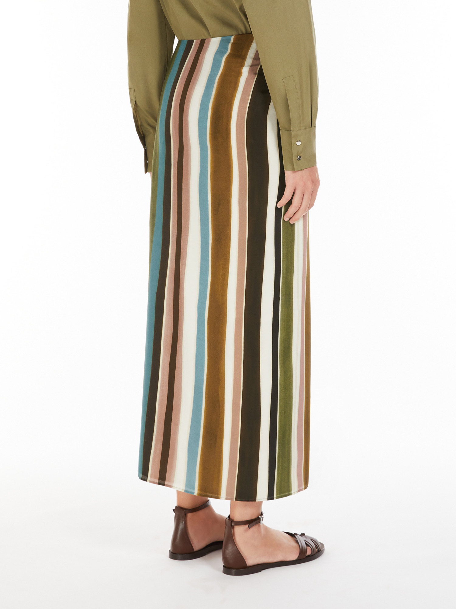 Max Mara Patterned Crepe De Chine Pareo Skirt In Brown