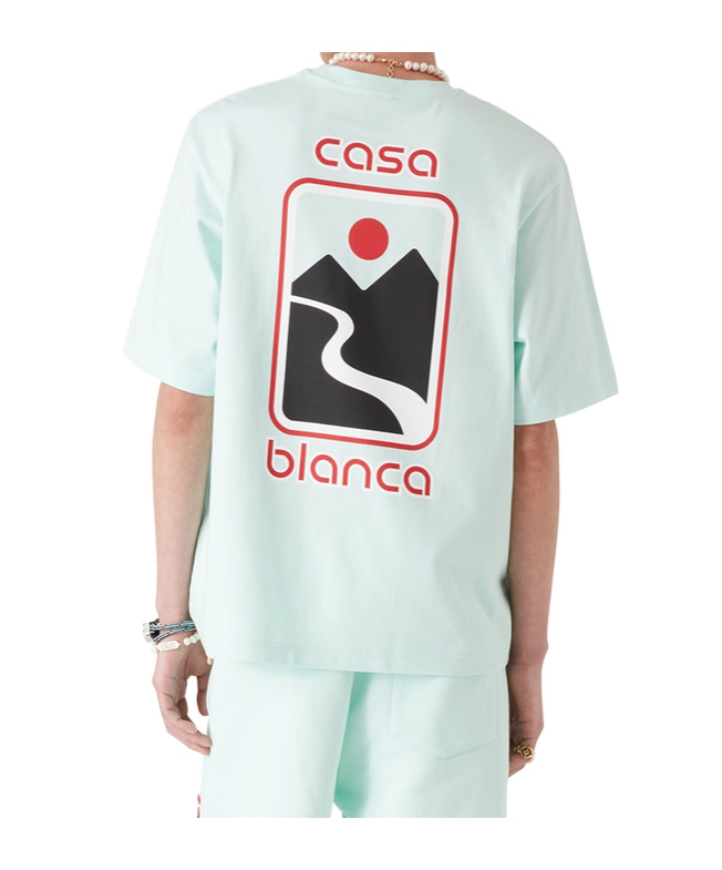 Casablanca Green T-shirt With Crewneck And Logo On The Front And Maxi Logo On The Back