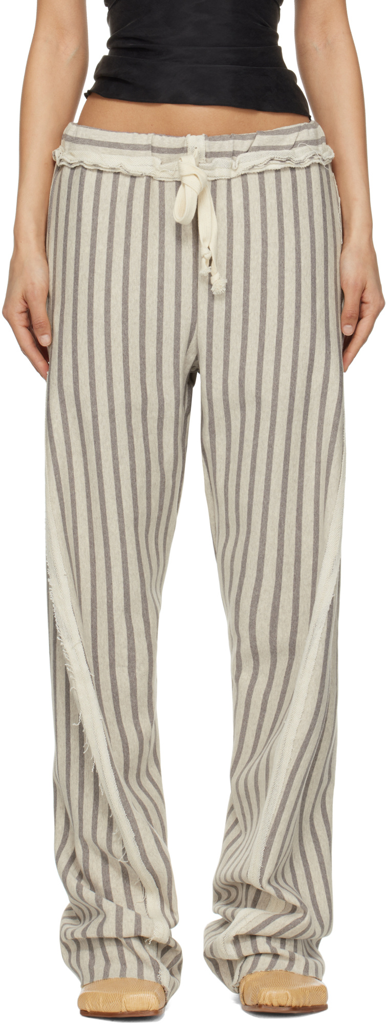 Edward Cuming Stripe Twisted Sweatpants In Gray