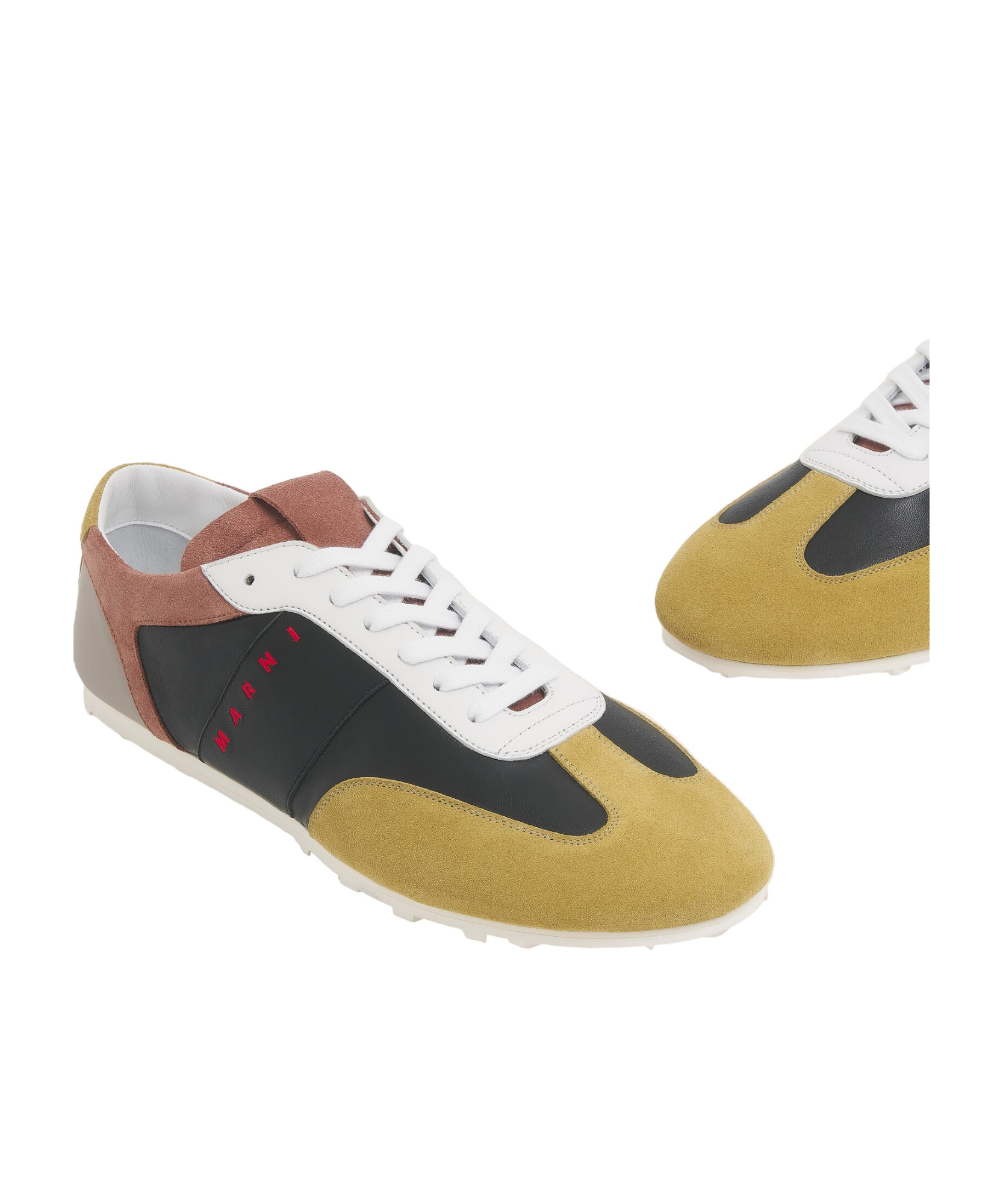 Marni Low-profile Leather Sneaker With Suede Accents In Black