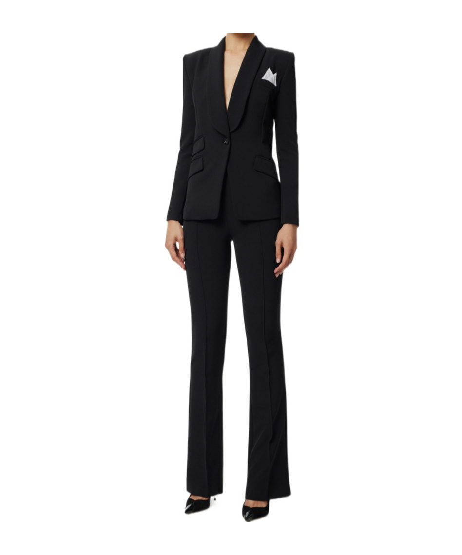 Elisabetta Franchi Shawl-collar Single-breasted Suit In Black