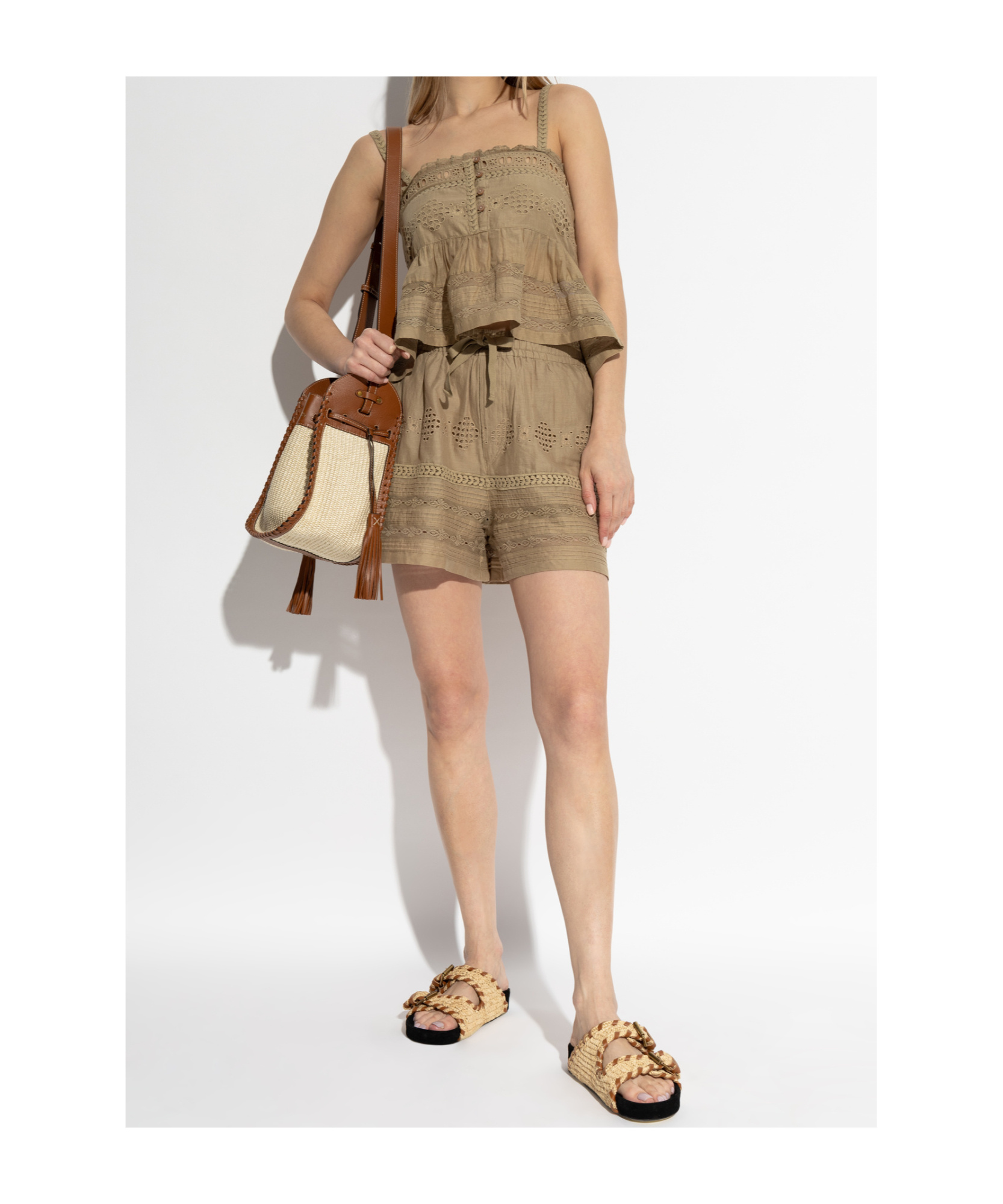 Isabel Marant Étoile Isabel Marant Etoile Embroidered Khaki Denys Tank Top In Brown