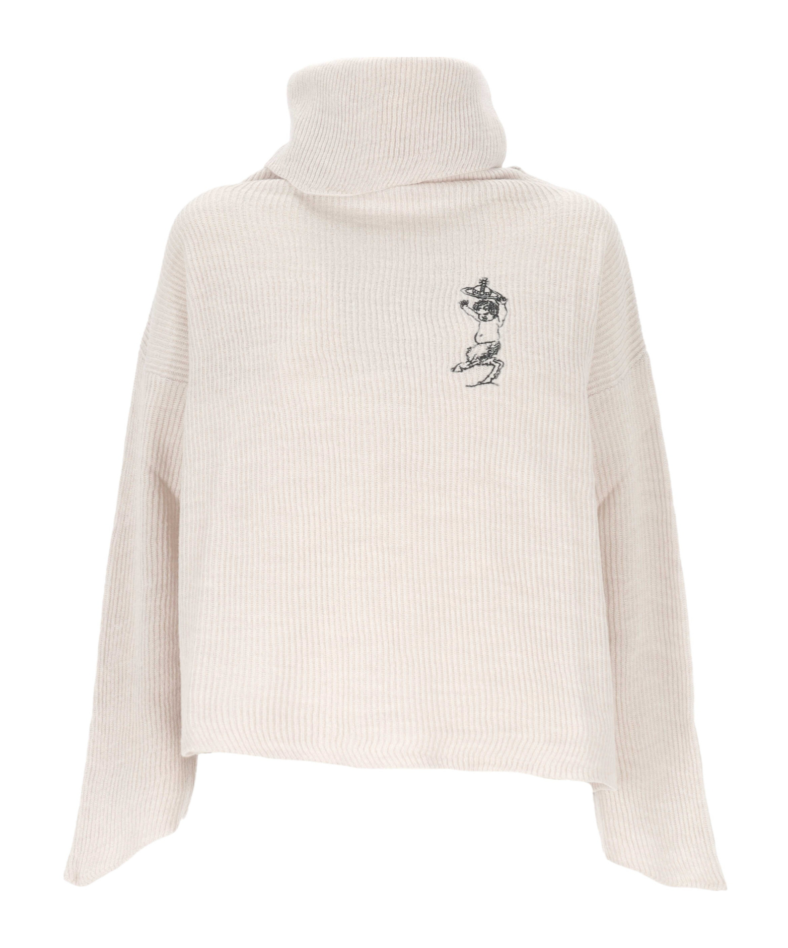 Vivienne Westwood Embroidered-detail Turtleneck Sweater In Neutral