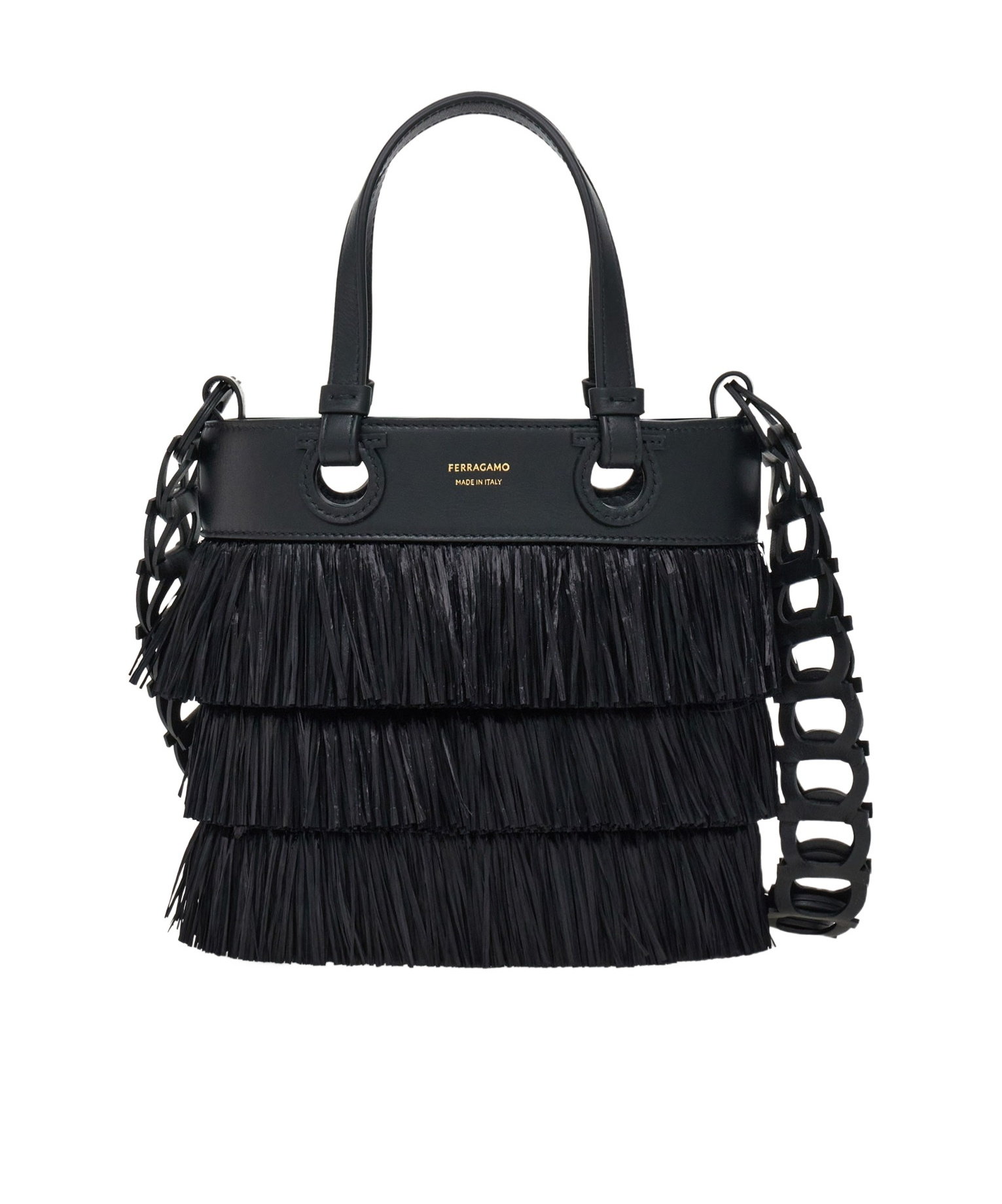 Ferragamo Fringed Tote Bag In Black