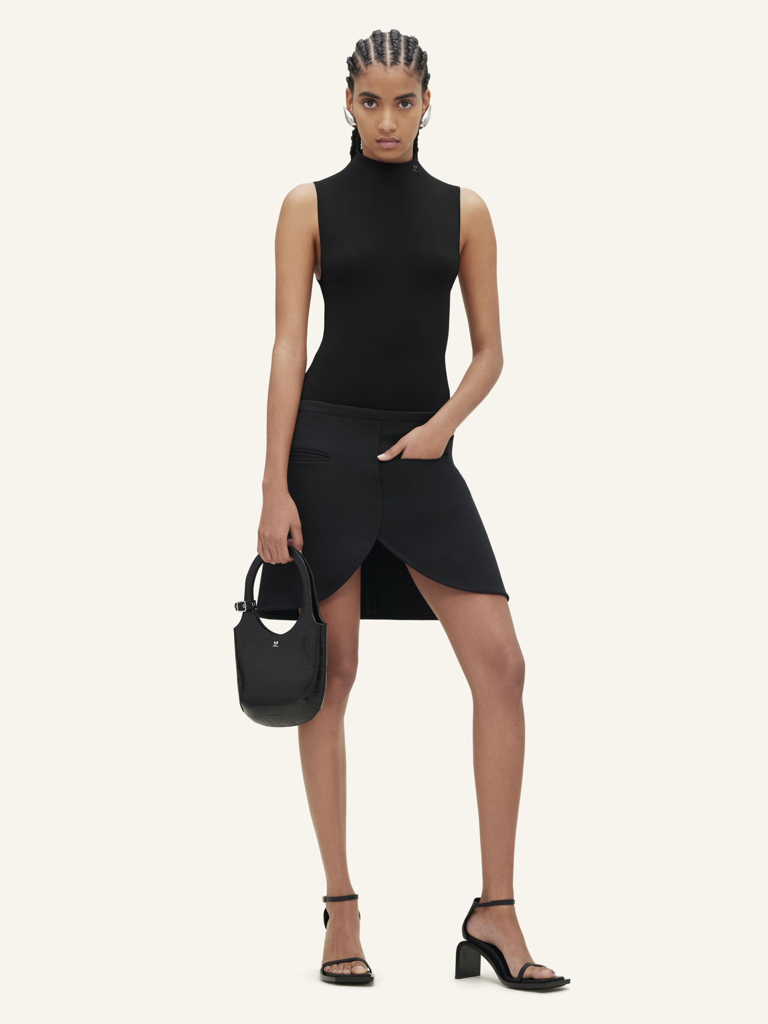 Courrèges High-neck Jersey Jumpsuit In Black