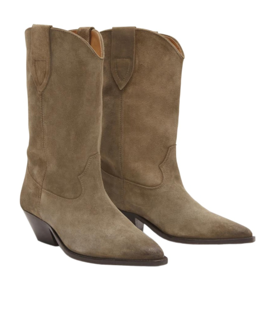 Isabel Marant Duerto Embroidered Suede Cowboy Boots In Brown