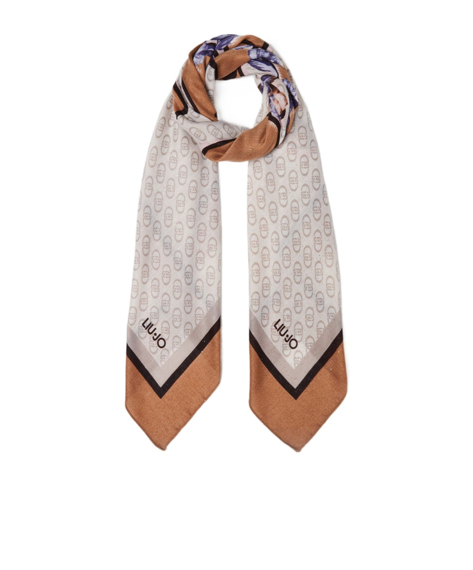 Shop Liu •jo Floral Printed Scarf In White