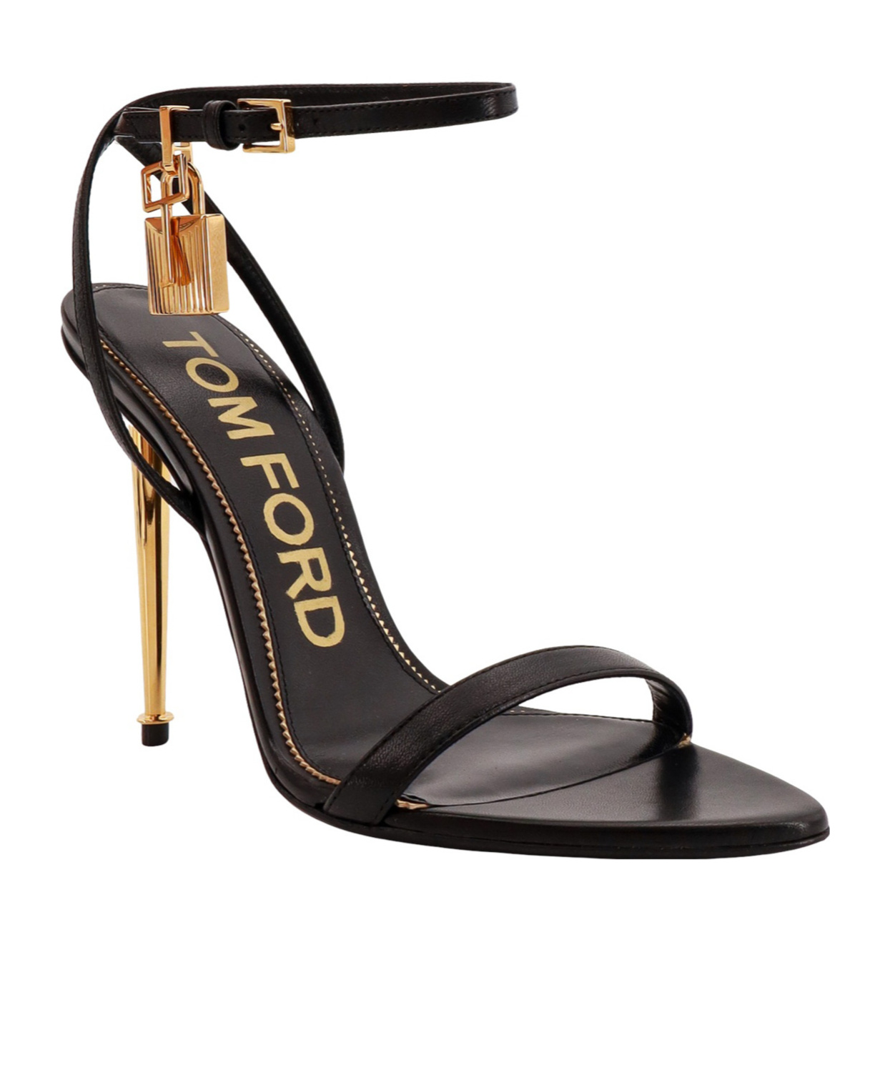 Tom Ford Padlock 85 Naked Pointy Sandals In Calf Leather In Black