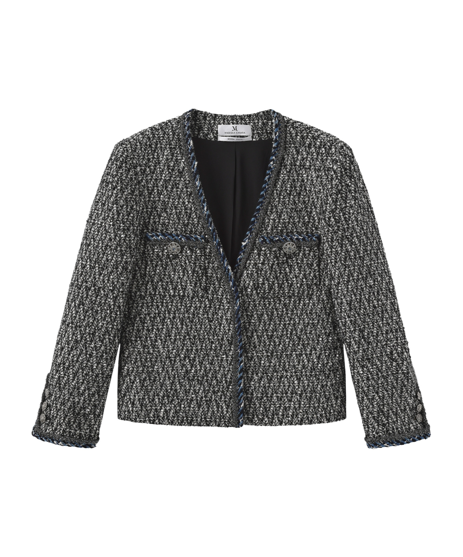Marissa Chiara Tweed Casual Jacket In Gray