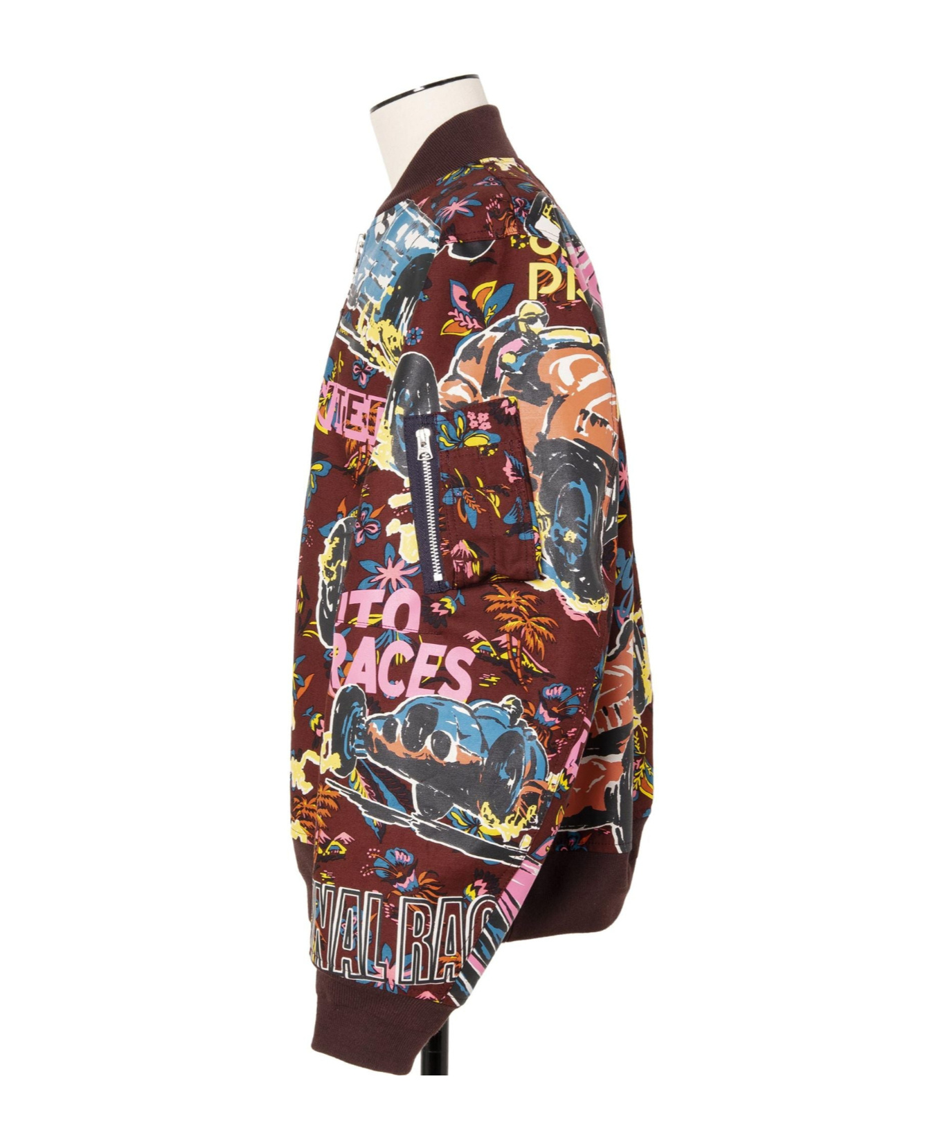 Sacai Multicolor Car Race Tropical Print Bomber Jacket In Multicolor