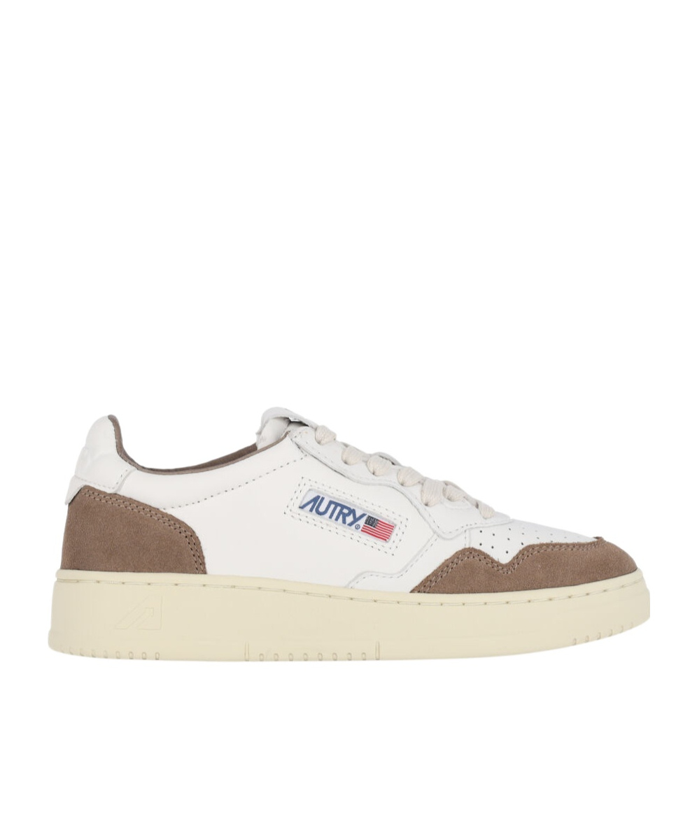 Autry Low Sneaker With Contrast Panels And Perforated Detailing In White