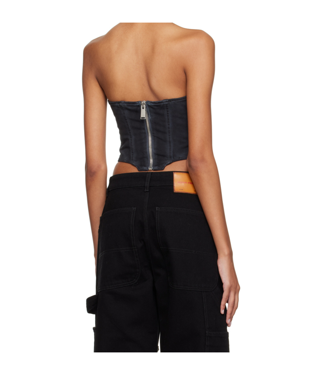 Heron Preston Logo-patch Strapless Corset Top In Black