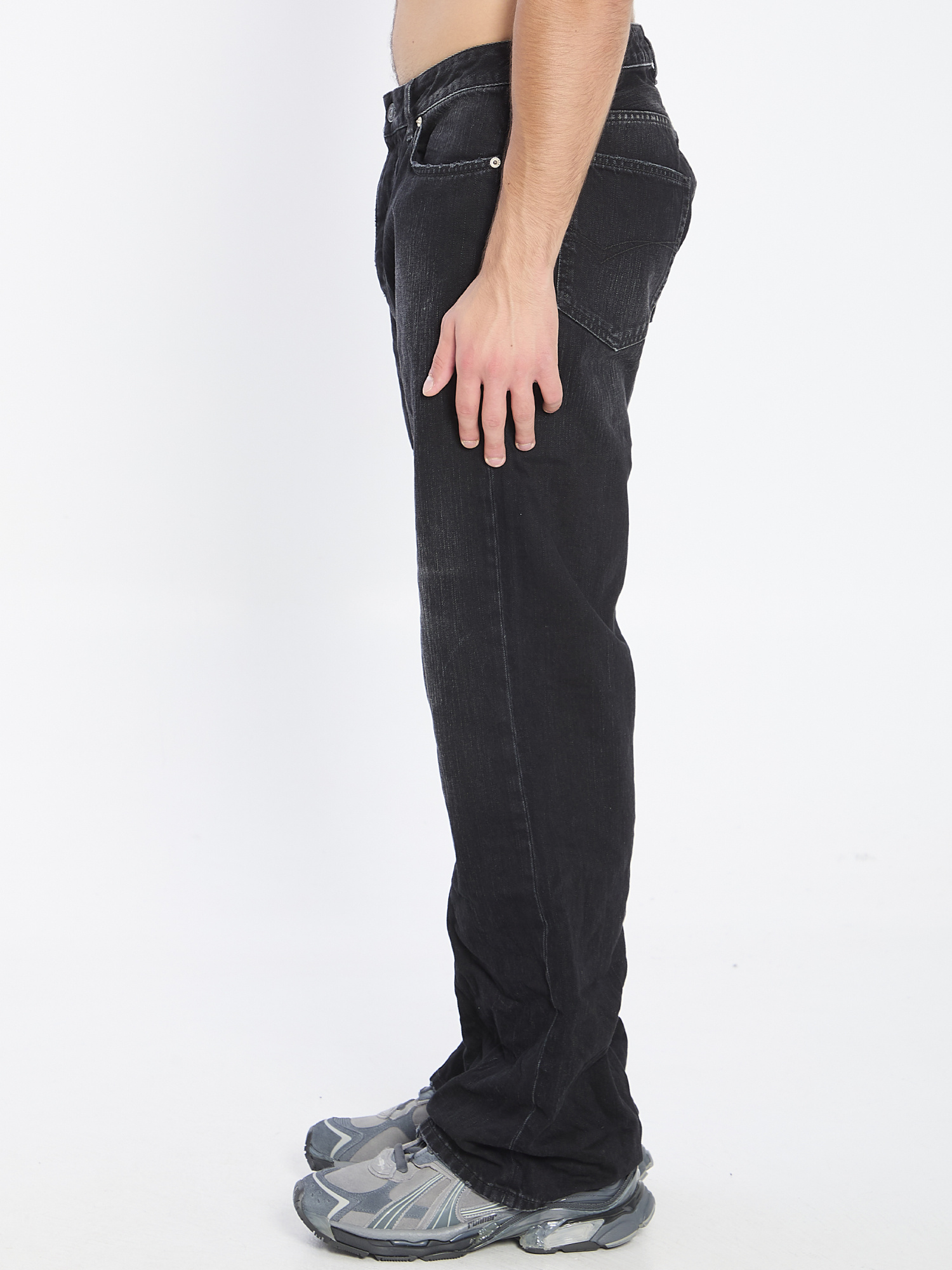Balenciaga Relaxed Fit Distressed Denim Trousers In Black