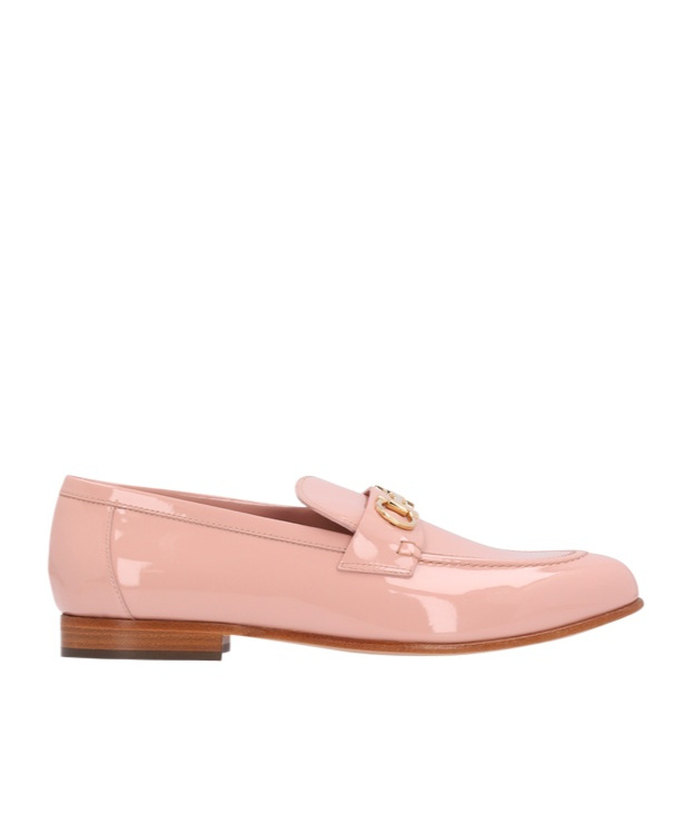Ferragamo Gancini-detail Patent Loafers In Pink