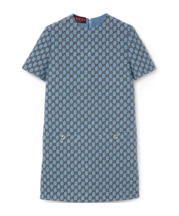 Gucci Shadow Gg Patterned Dress In Blue
