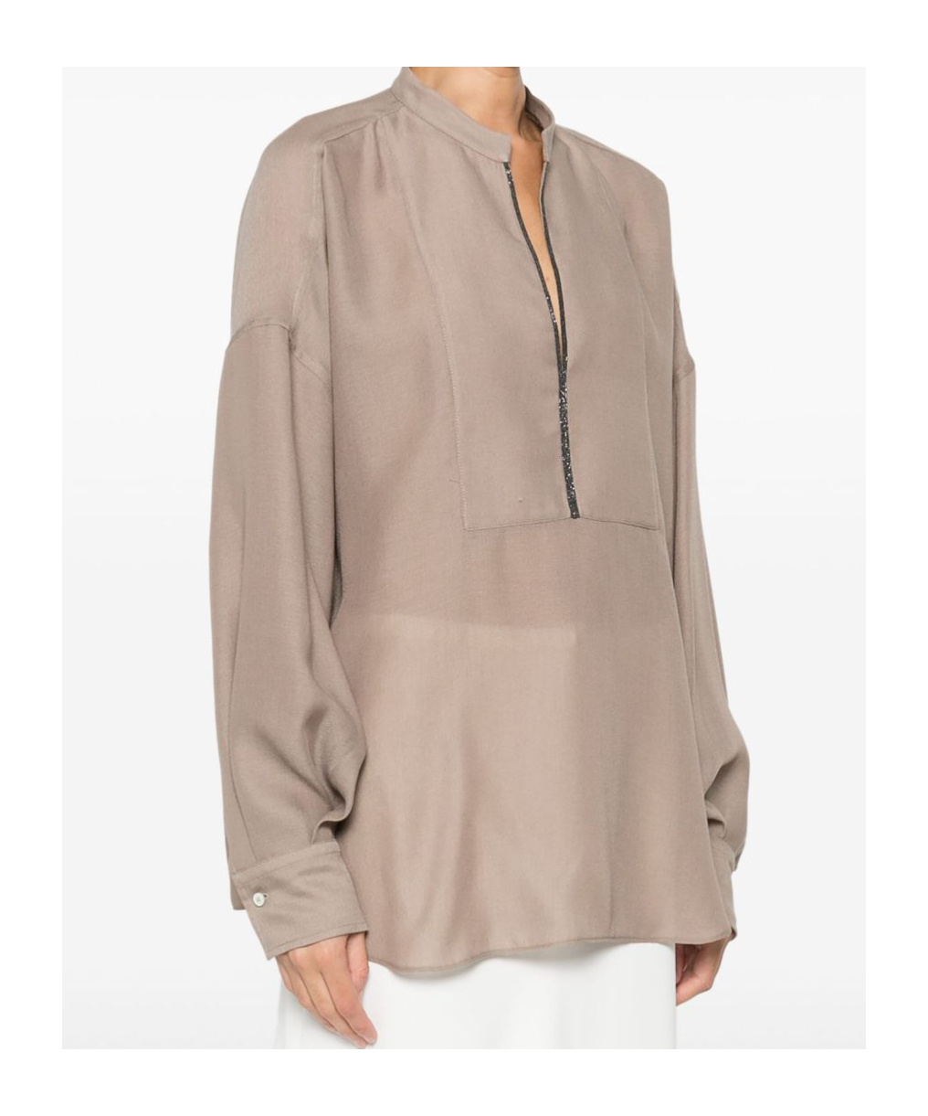 Brunello Cucinelli V-neck Shirt In Brown