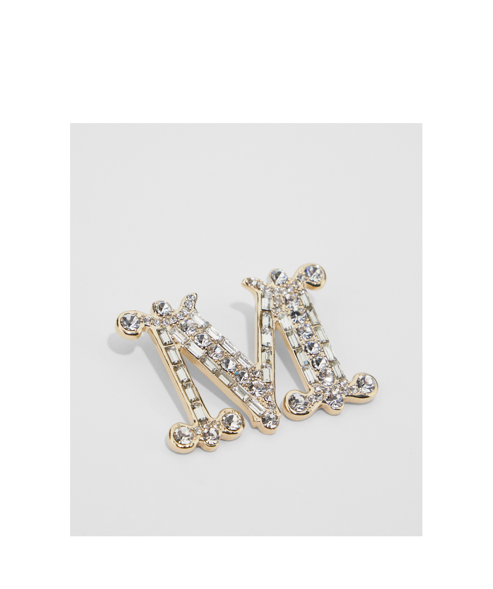 Max Mara Crystal-adorned Monogram Brooch In Yellow