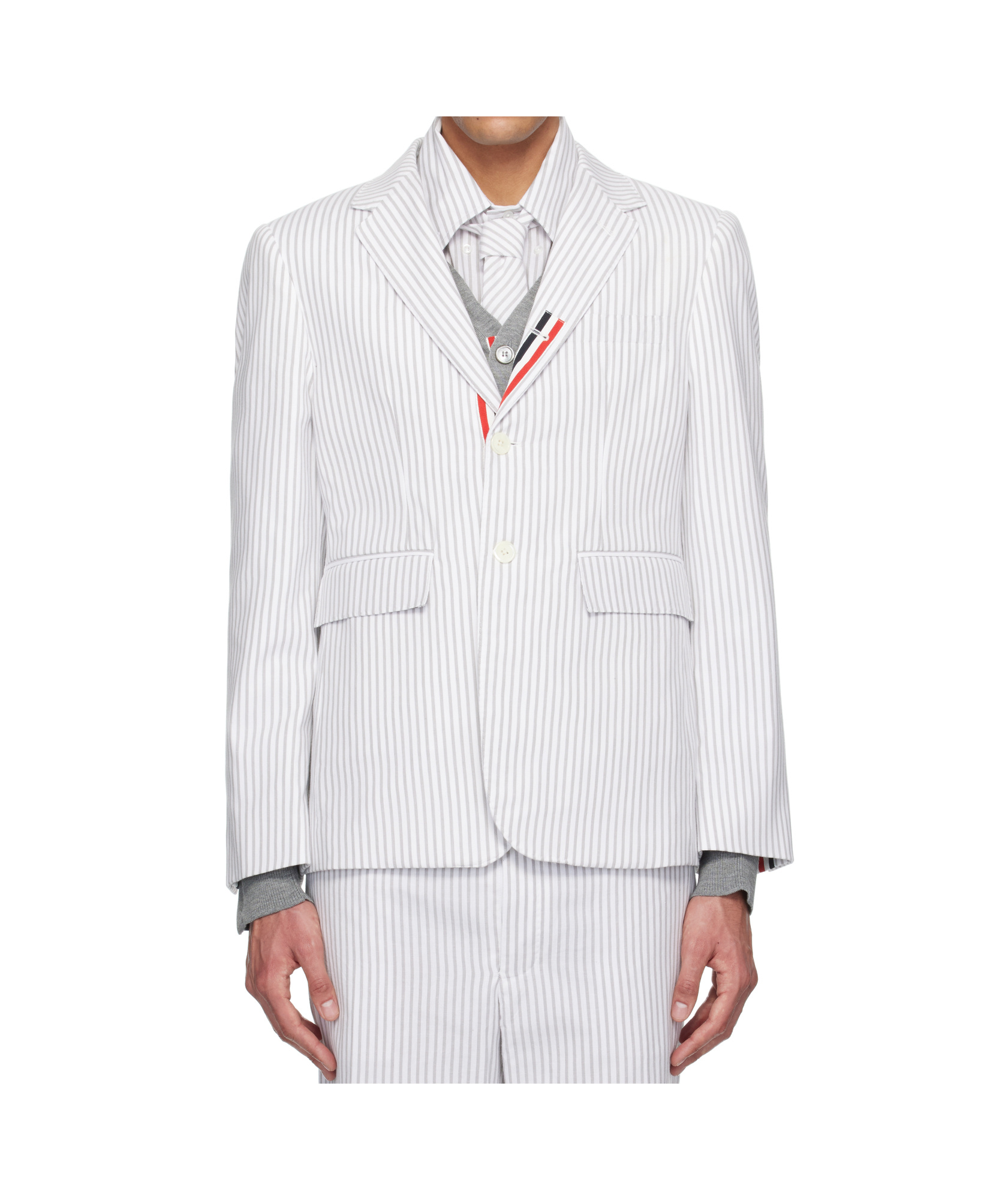 Shop Thom Browne Lapel Long Sleeve Blazer In Gray