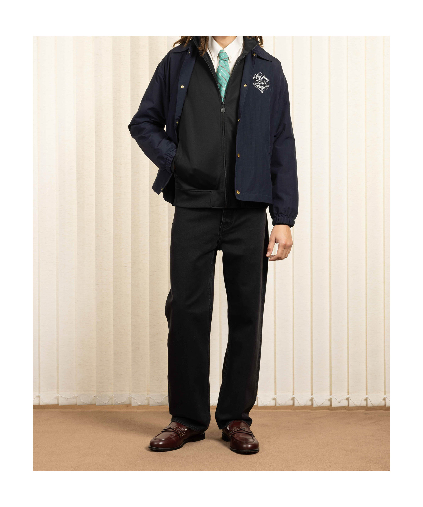 Drôle De Monsieur Straight-leg Black Denim Jeans With Design In Black