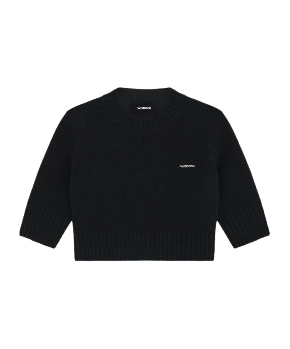 We11 Done Cropped Knitted Top In Black