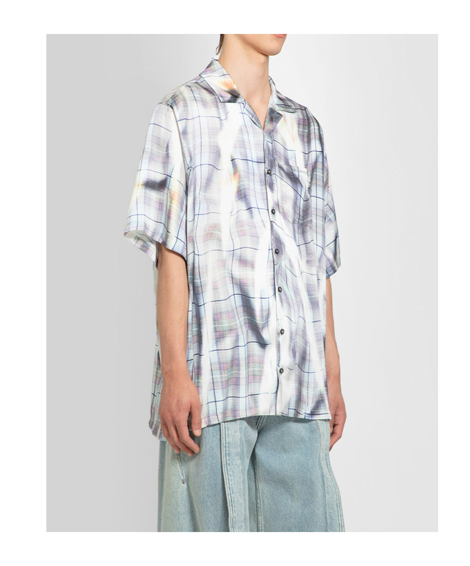 Y/project Check Print Oversized Shirt In White