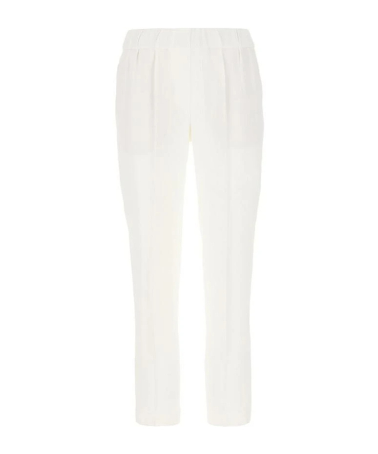 Brunello Cucinelli Cotton Poplin Wide Tailored Trousers In White