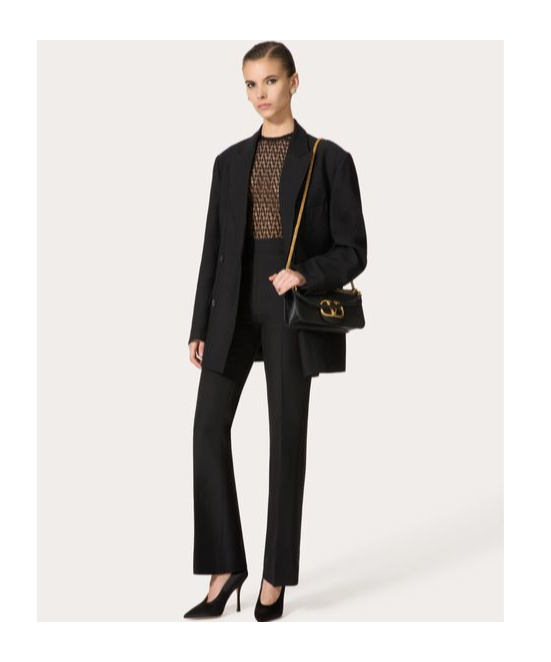 Valentino Geometric Sheer Bodysuit Keyhole Detail In Black