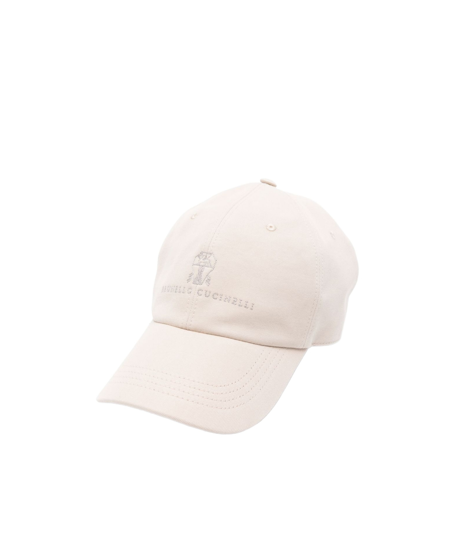 Brunello Cucinelli Baseball Cap In Garment-dyed Twisted Cotton Gabardine With Embroidered Logo In White